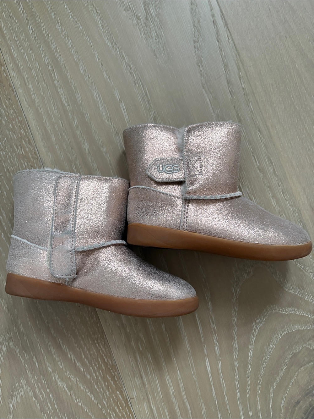 UGG Kids Metallic Rose Gold Ankle Boots